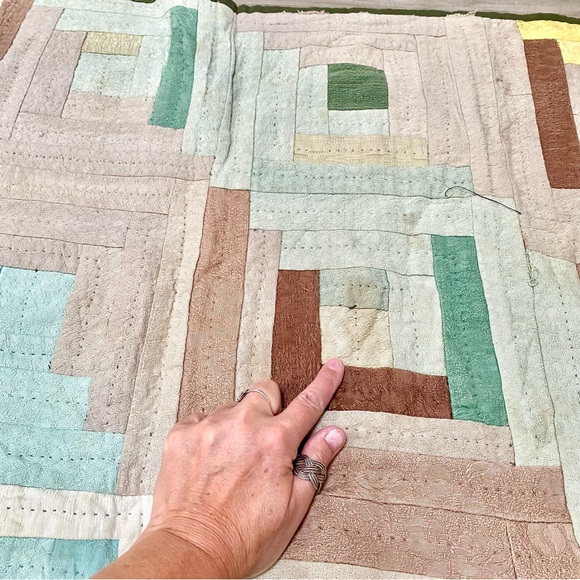 Rustic suede vibe Quilt patchwork blanket/cover up w cottagecore farmhouse vibe - Picture 12 of 14